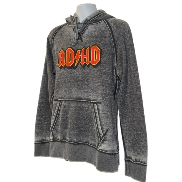 Bream ADHD Hoodie Men’s XL Gray Pullover Sweatshirt AC/DC Parody Graphic - Picture 8 of 9